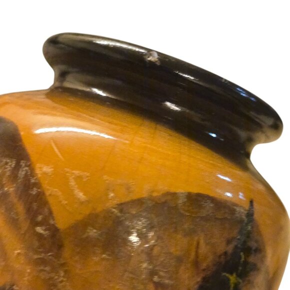 Vintage Wooden Vase Black Forest German Hand Carved Painted 5 inch Wood - Picture 9 of 16